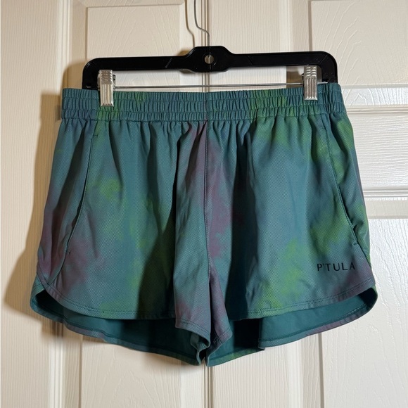 P'tula Women's Green and Purple Athletic Shorts - Picture 1 of 7